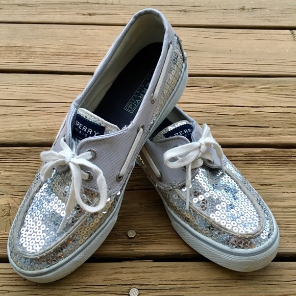 silver sperry boat shoes